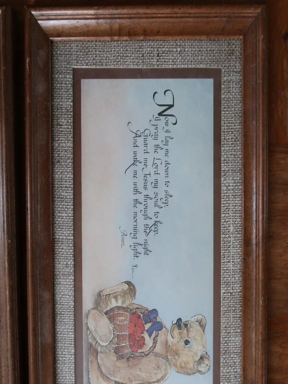 vintage 80s Teddy Bear Nursery framed art set